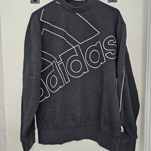 Adidas Giant Logo Sweatshirt Adult Size Small Black Pullover Crew Neck Athletic